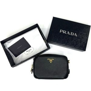 Prada Saffiano Mini Camera Crossbody Bag Nero Black (AUTHENTIC)